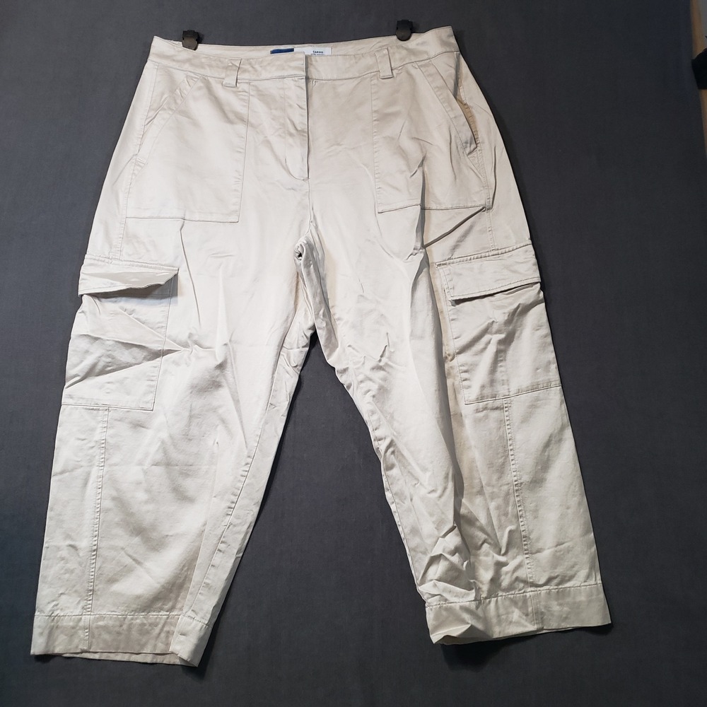 Old Navy Cargo Pants Womens 16 Petite Silver Grey Extra High-Rise Satin Shine